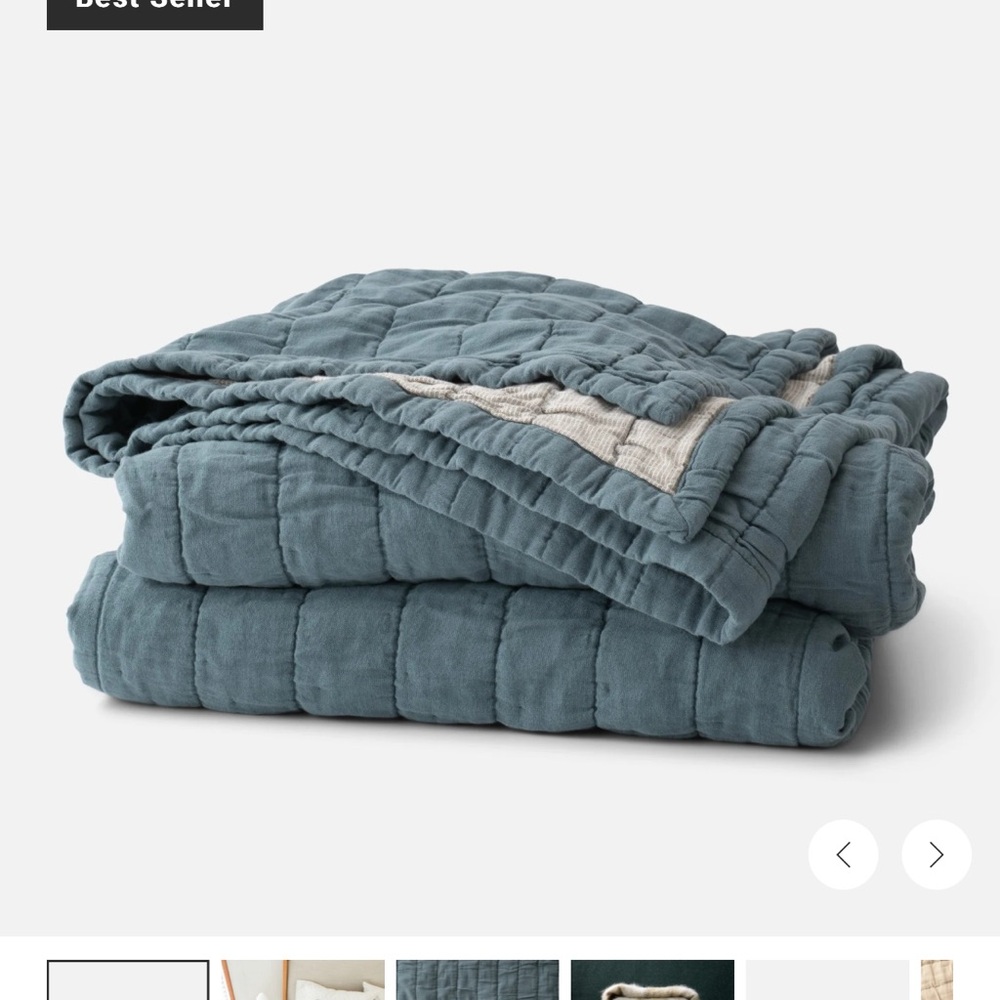 Schoolhouse Channeled Cotton Quilt Slate Queen/Full NWT